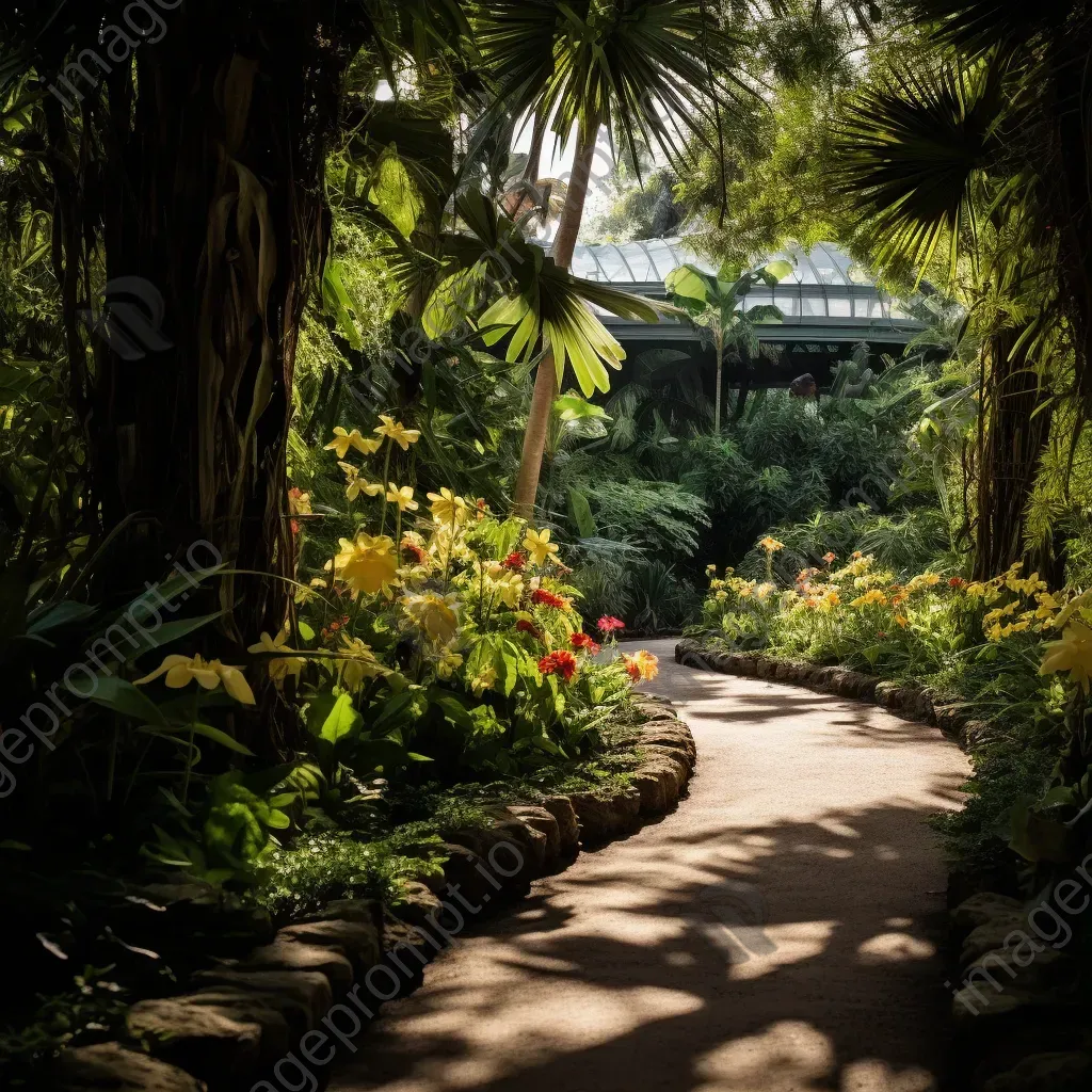 Botanical garden walkway with asymmetric flowers on Fujifilm X-T4 - Image 3