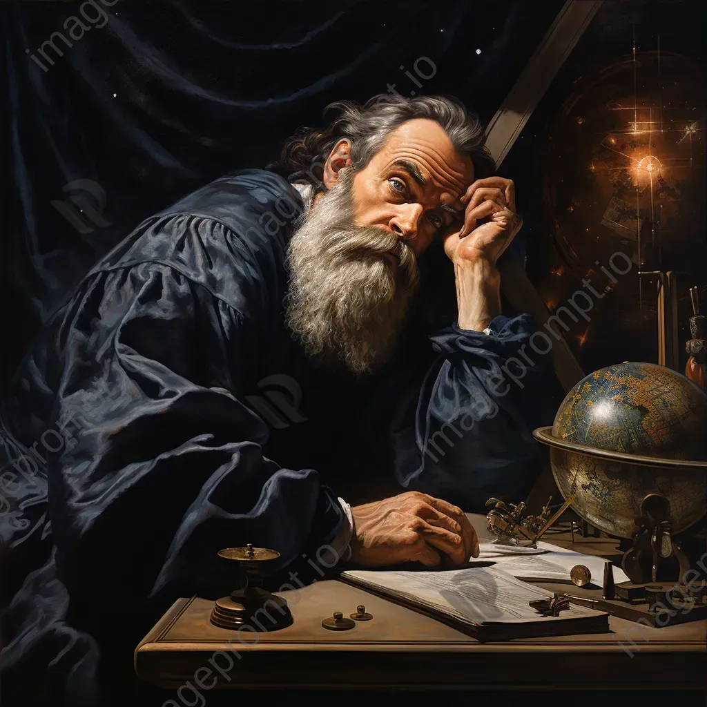 Galileo Galilei contemplating the universe in a Baroque-style portrait - Image 3