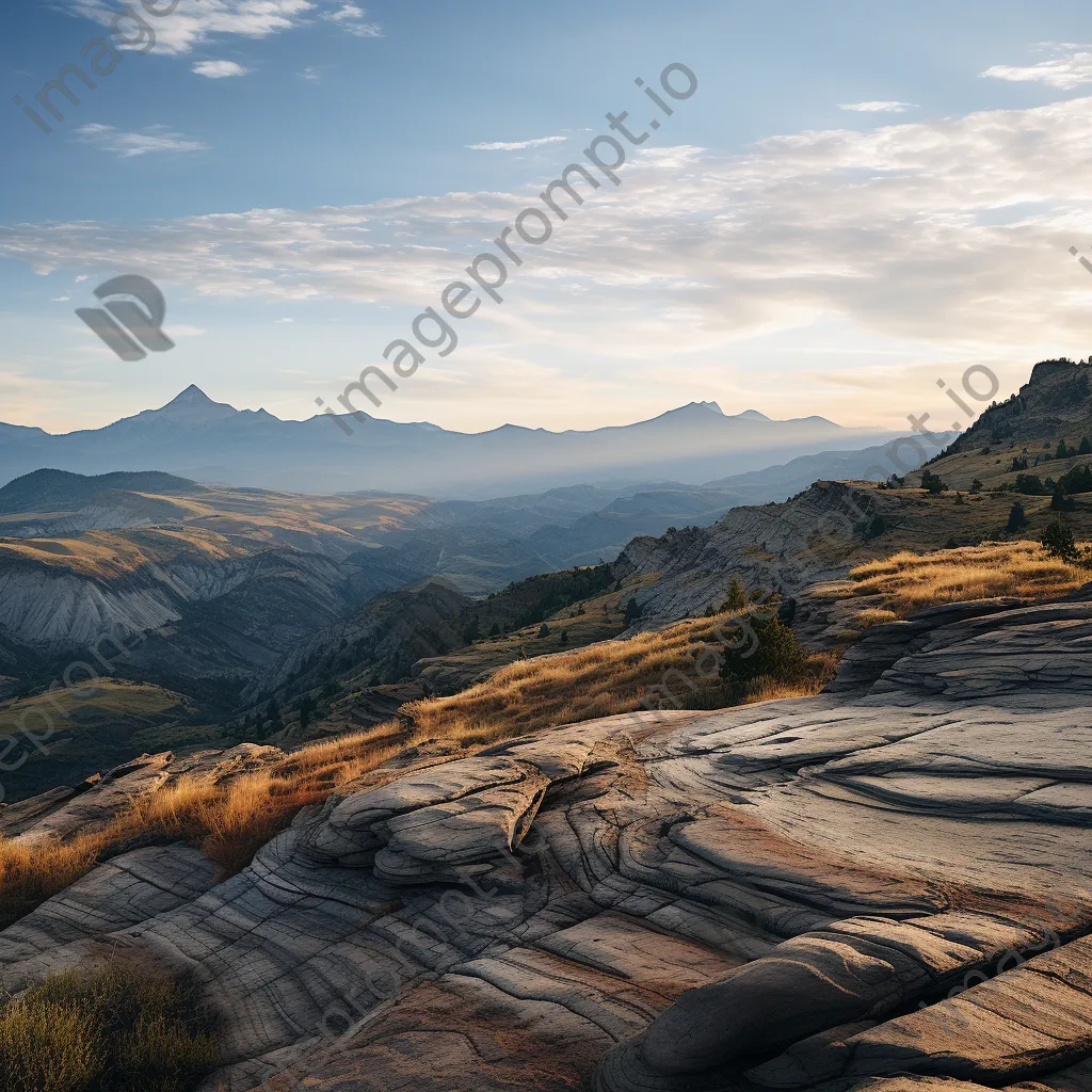 Unique rock formations on a mountain plateau with expansive views. - Image 1