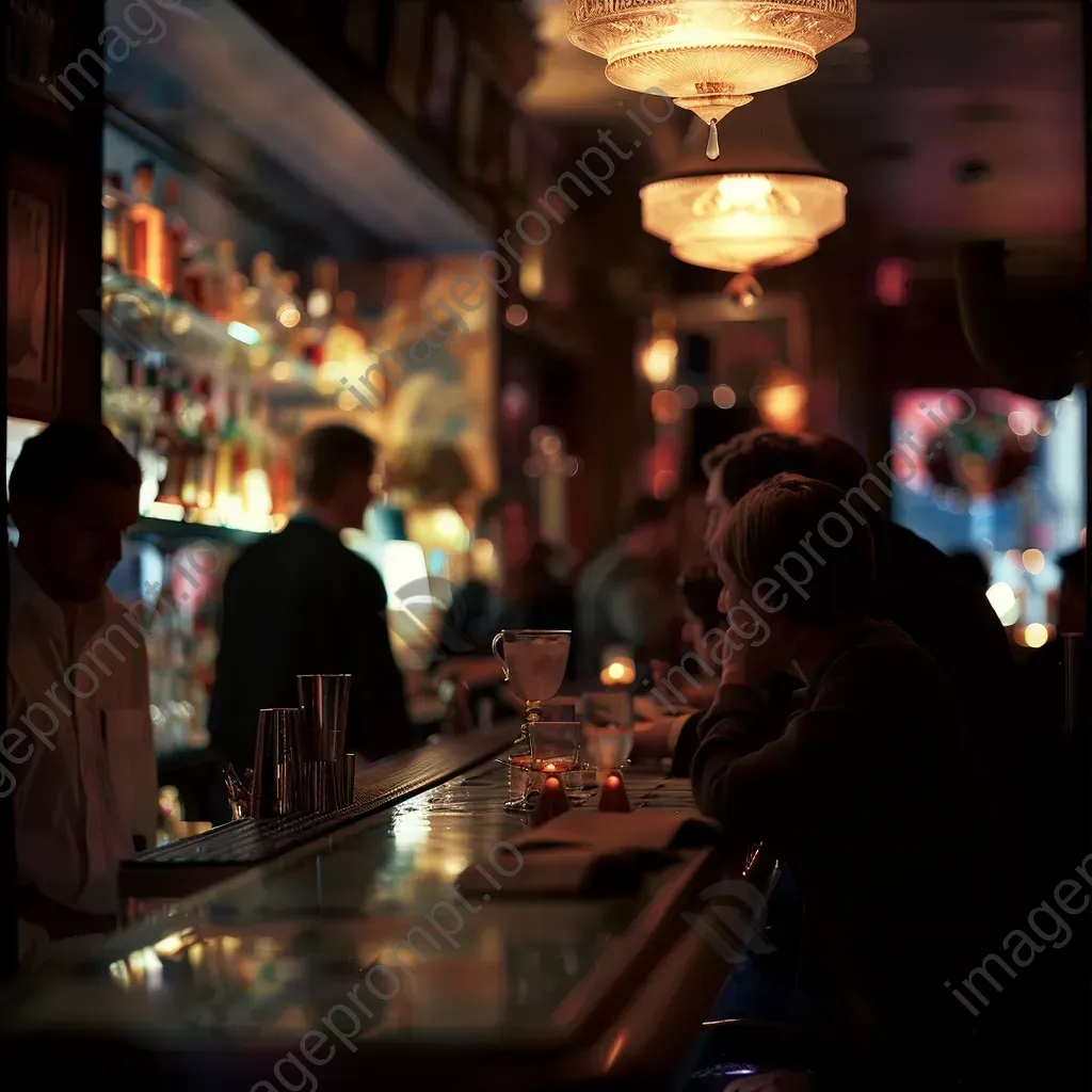 Sophisticated cocktail bar with patrons and elegant decor - Image 3