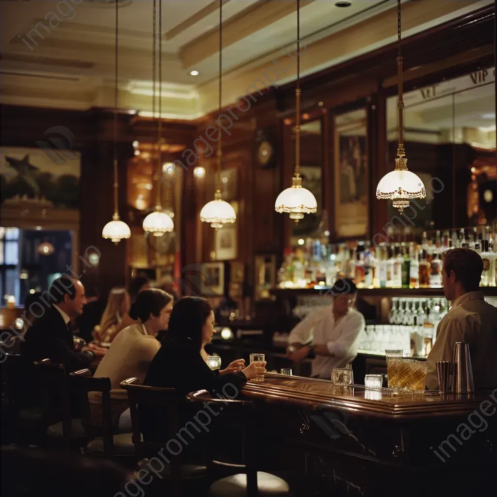 Sophisticated cocktail bar with patrons and elegant decor - Image 4