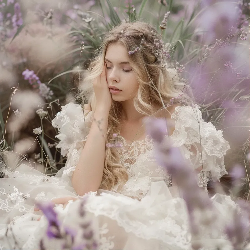 Romantic ethereal fashion editorial scene inspired by vintage fairy tales - Image 1