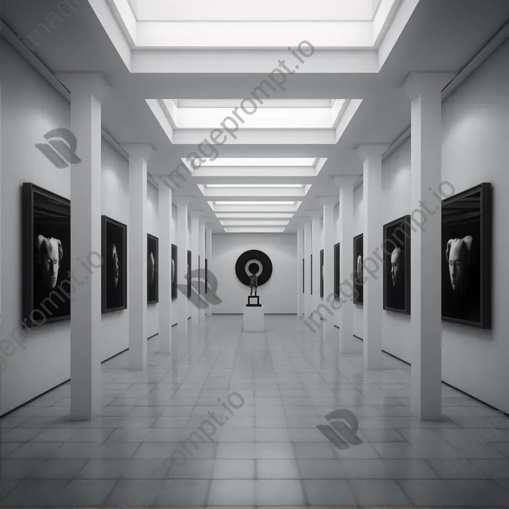 Symmetrical modern art gallery with installations - Image 2