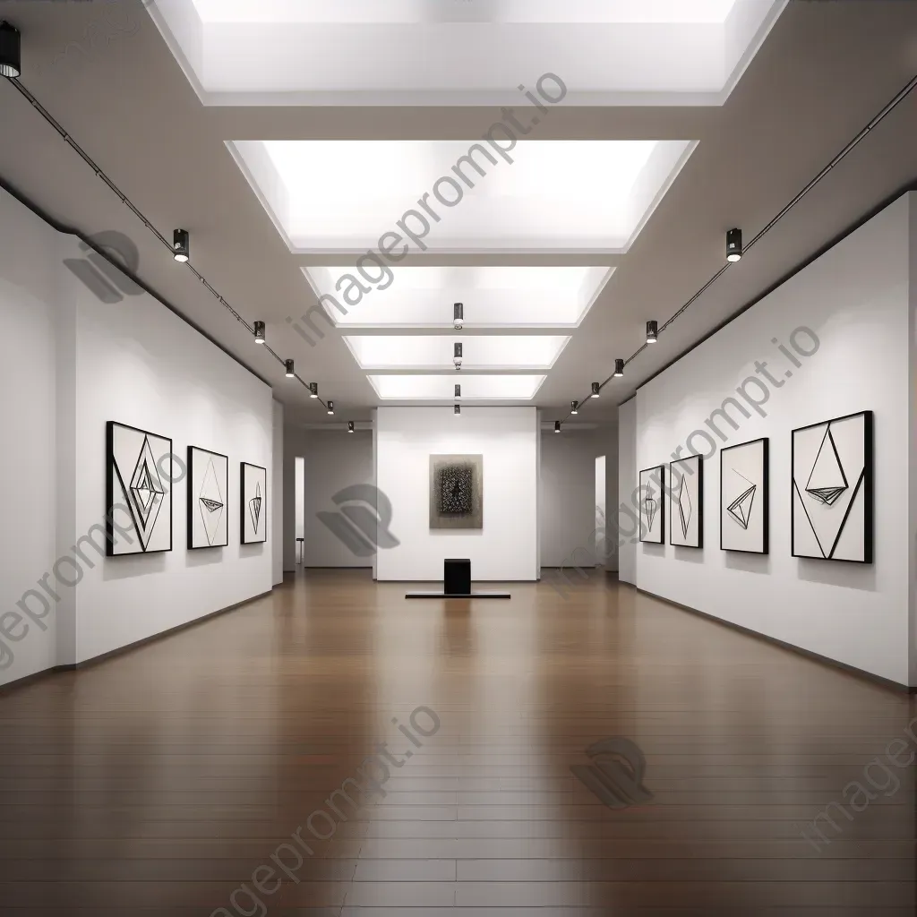 Symmetrical modern art gallery with installations - Image 3