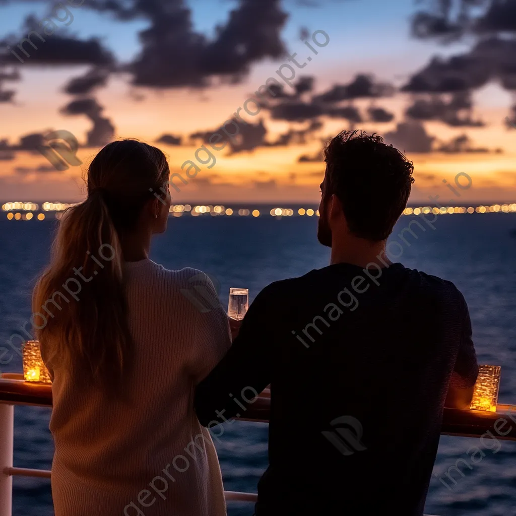 Couples enjoying evening on cruise ship balcony. - Image 2