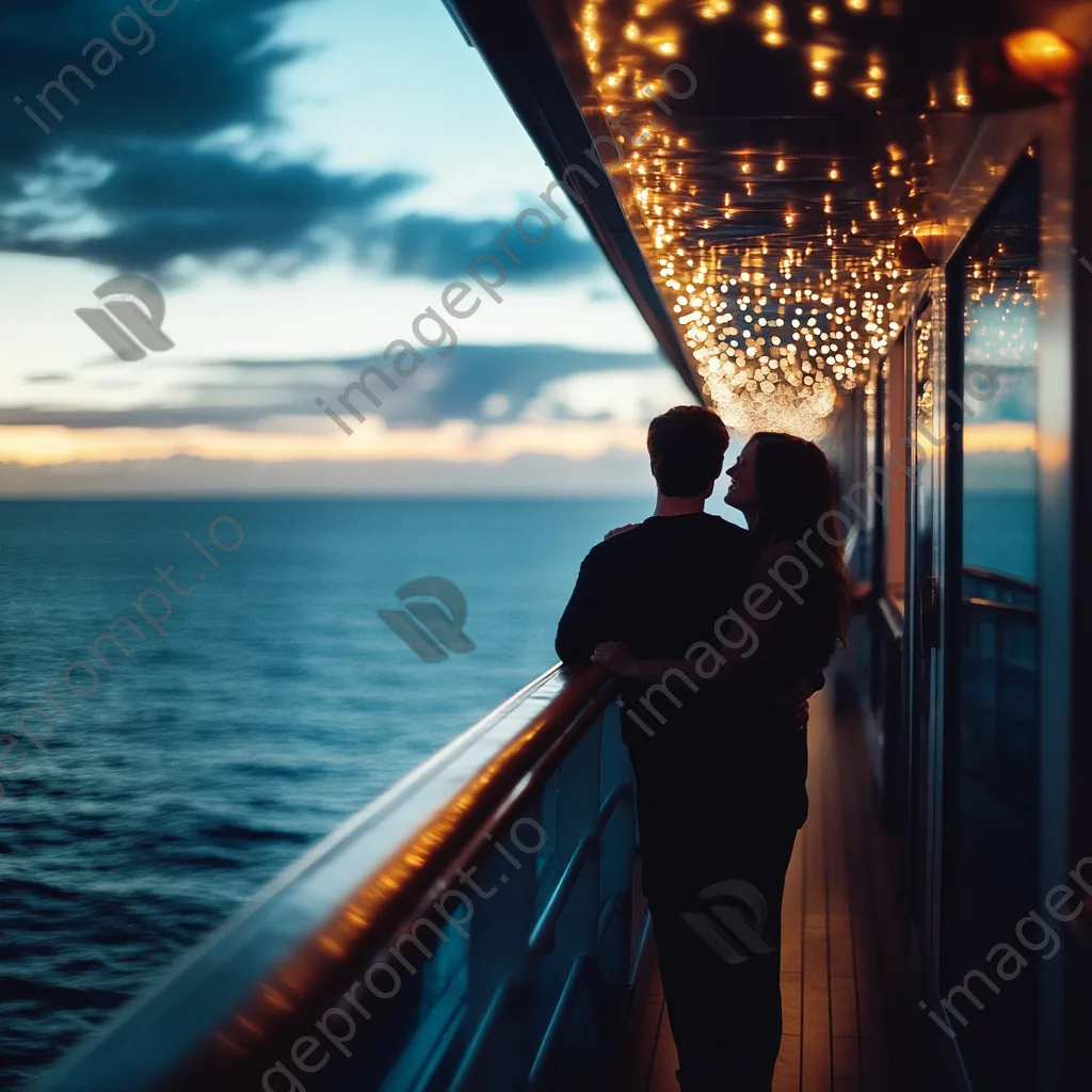 Couples enjoying evening on cruise ship balcony. - Image 4