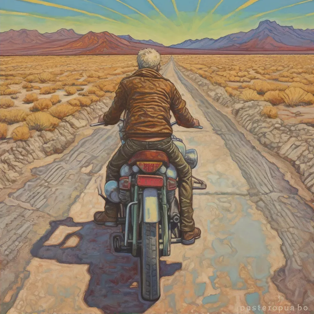 Person on a motorcycle riding on a desert highway - Image 2