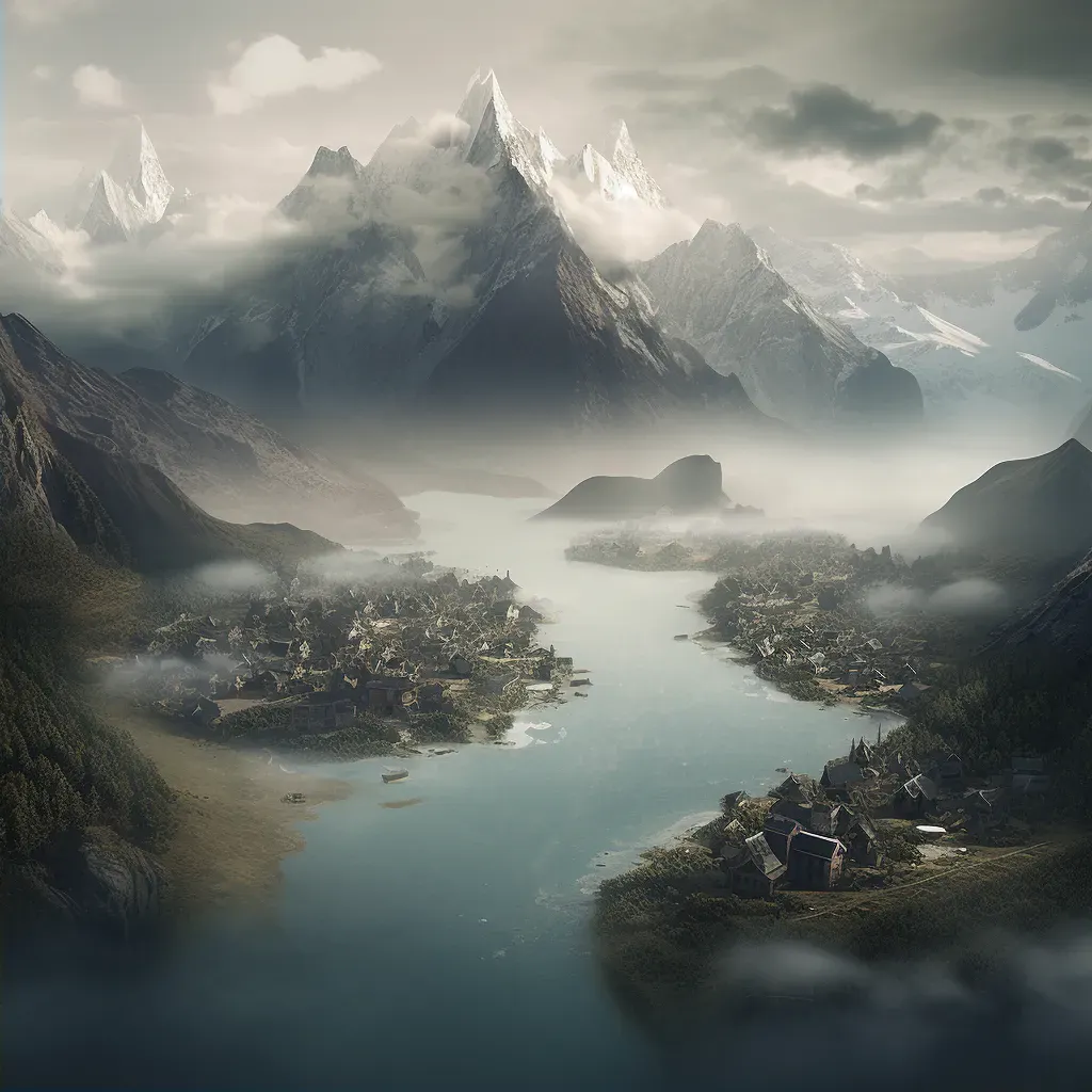 Mountain village perched on a floating mountain in an alternate reality - Image 2