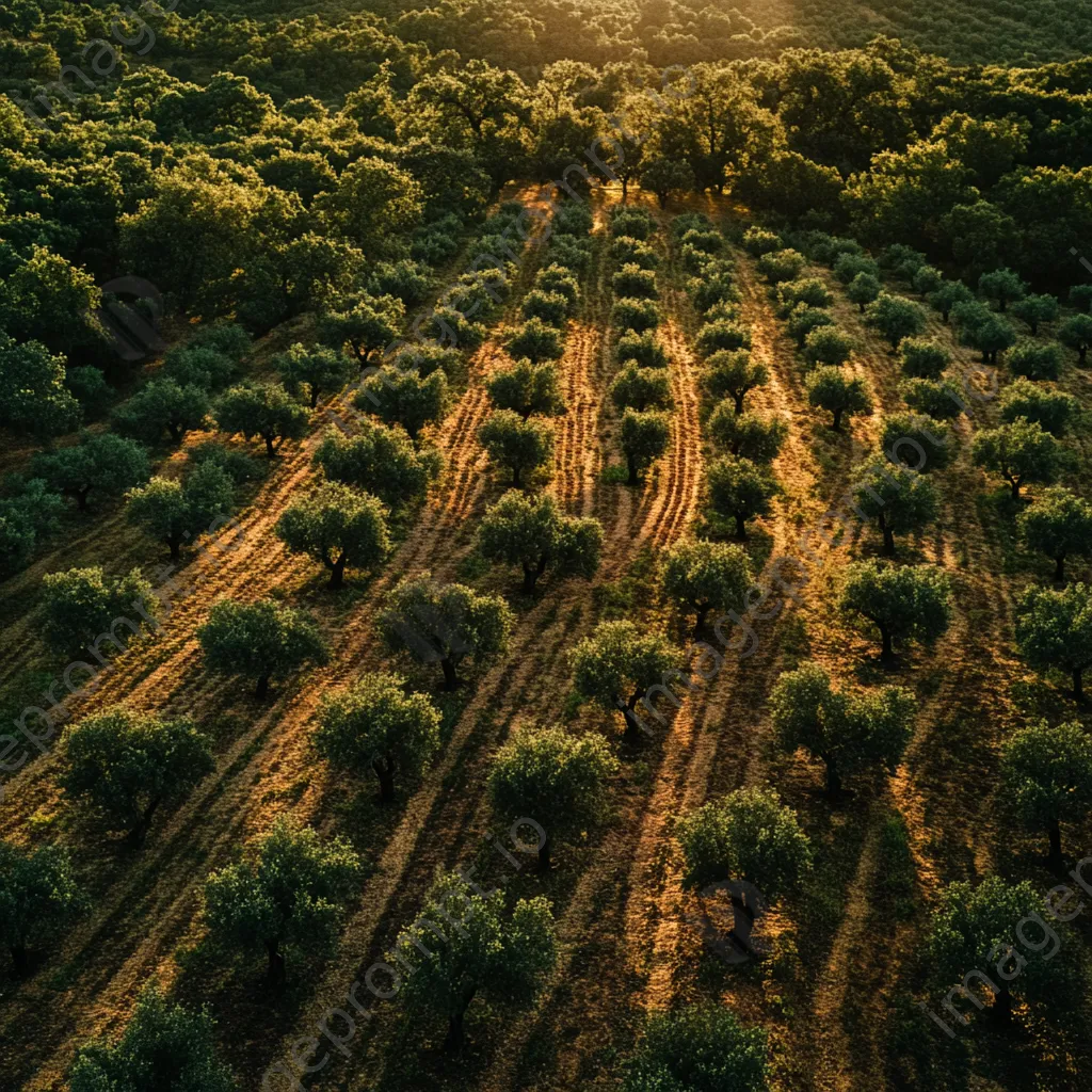 Aerial view of cork oak trees showing bark removal - Image 1