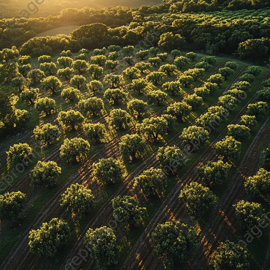 Aerial view of cork oak trees showing bark removal - Image 2