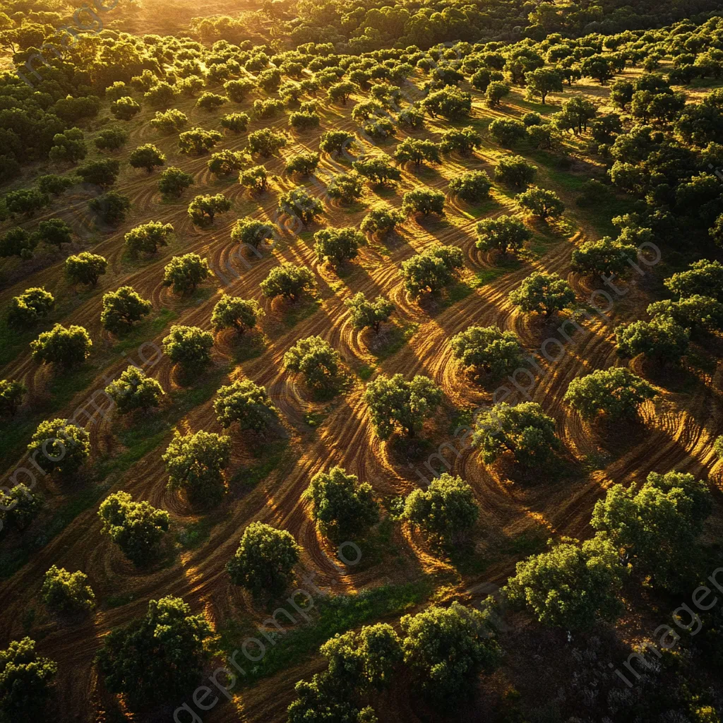 Aerial view of cork oak trees showing bark removal - Image 3