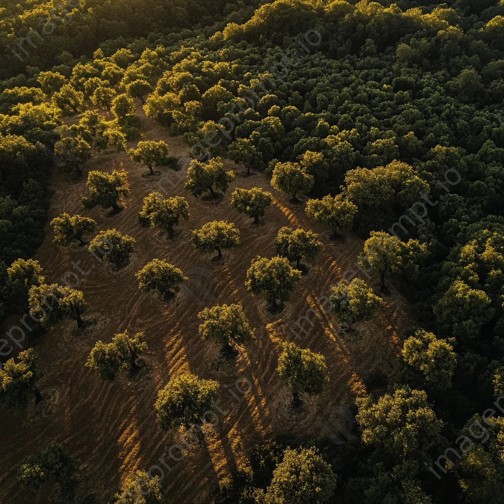 Aerial view of cork oak trees showing bark removal - Image 4