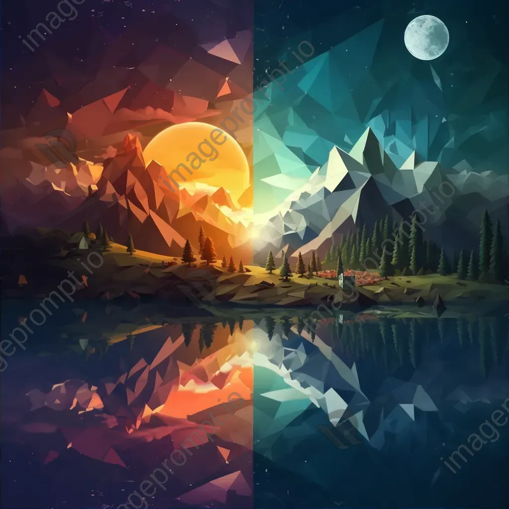 Low Poly day to night transition scene - Image 2