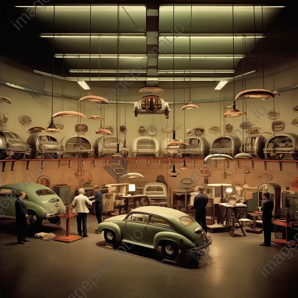 Image of a vintage car garage with robotic mechanics - Image 4