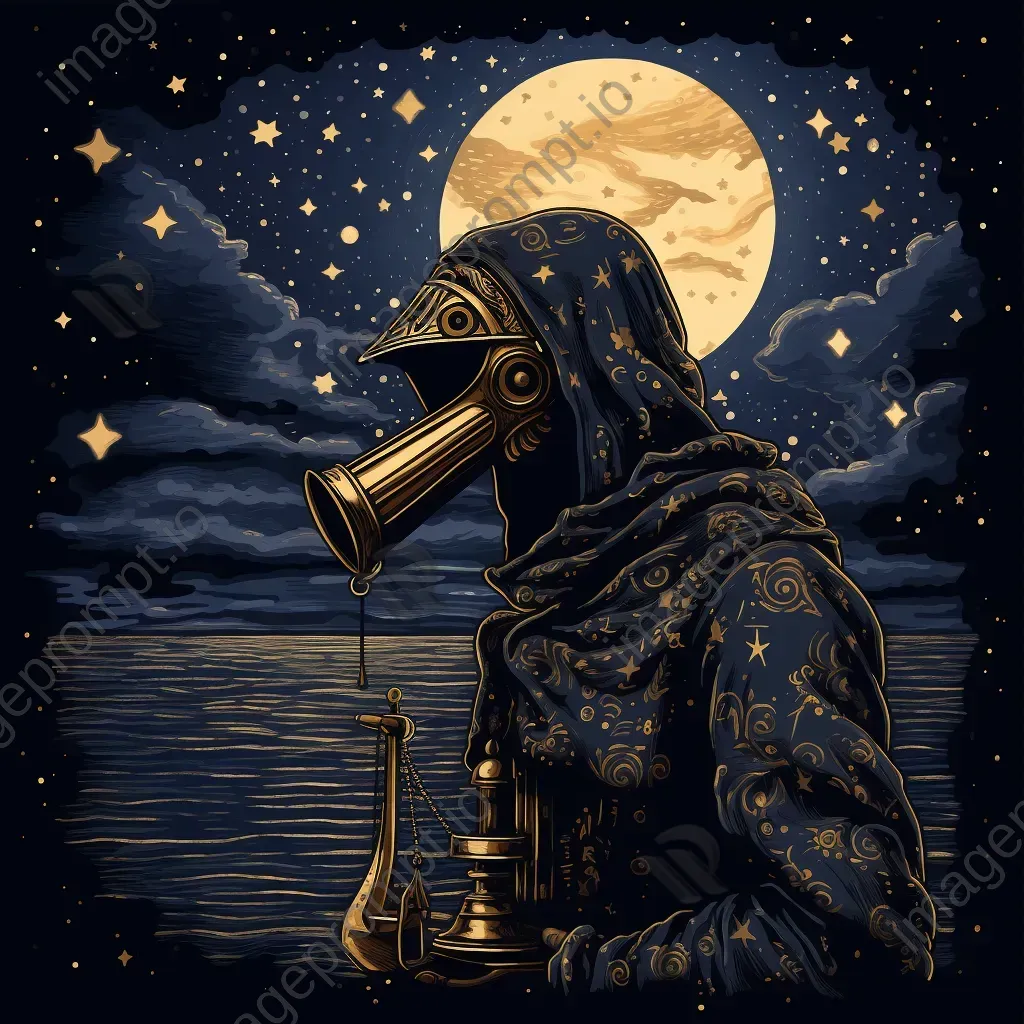 Sailor gazing at star constellation with vintage sextant - Image 3