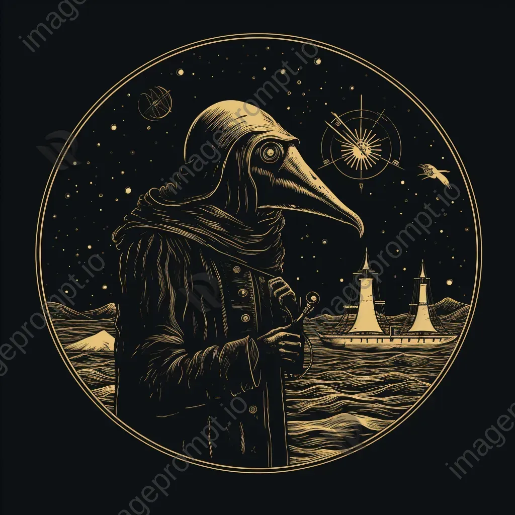 Sailor gazing at star constellation with vintage sextant - Image 4