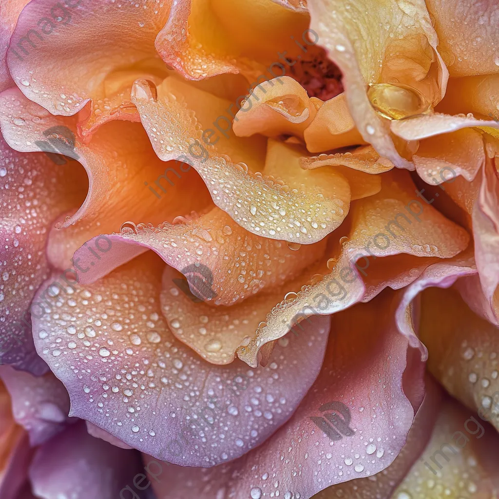 Close-up of raindrops on rose petals. - Image 2