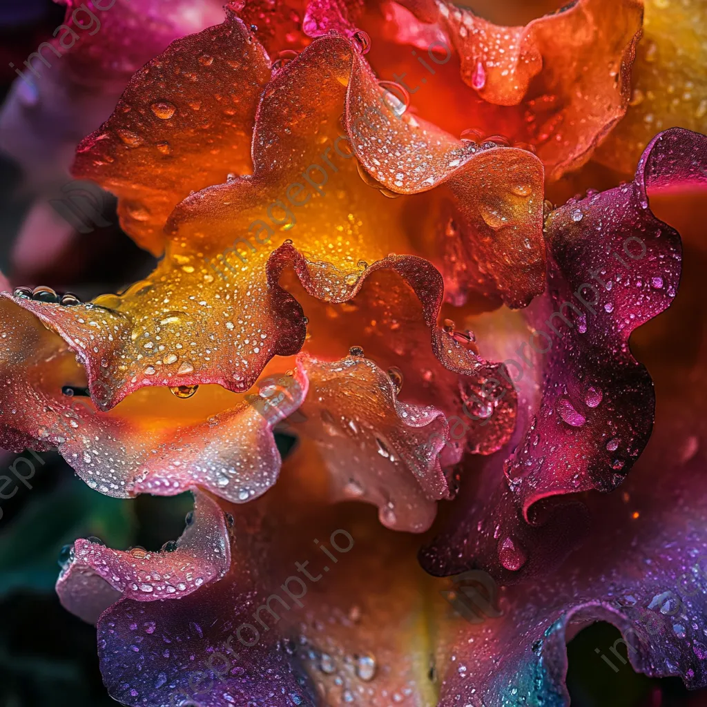 Close-up of raindrops on rose petals. - Image 4