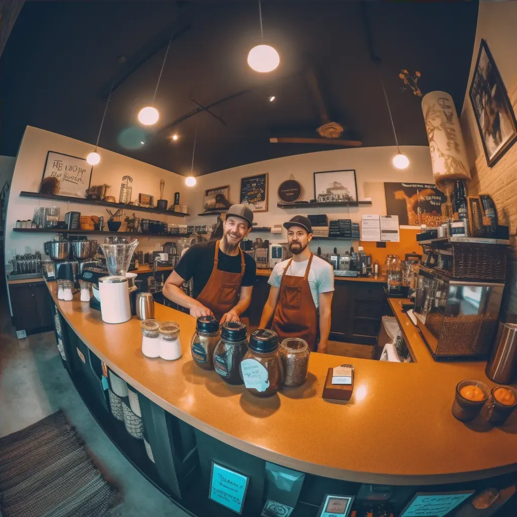 Local coffee shop with baristas serving artisanal coffee in a cozy setting - Image 4