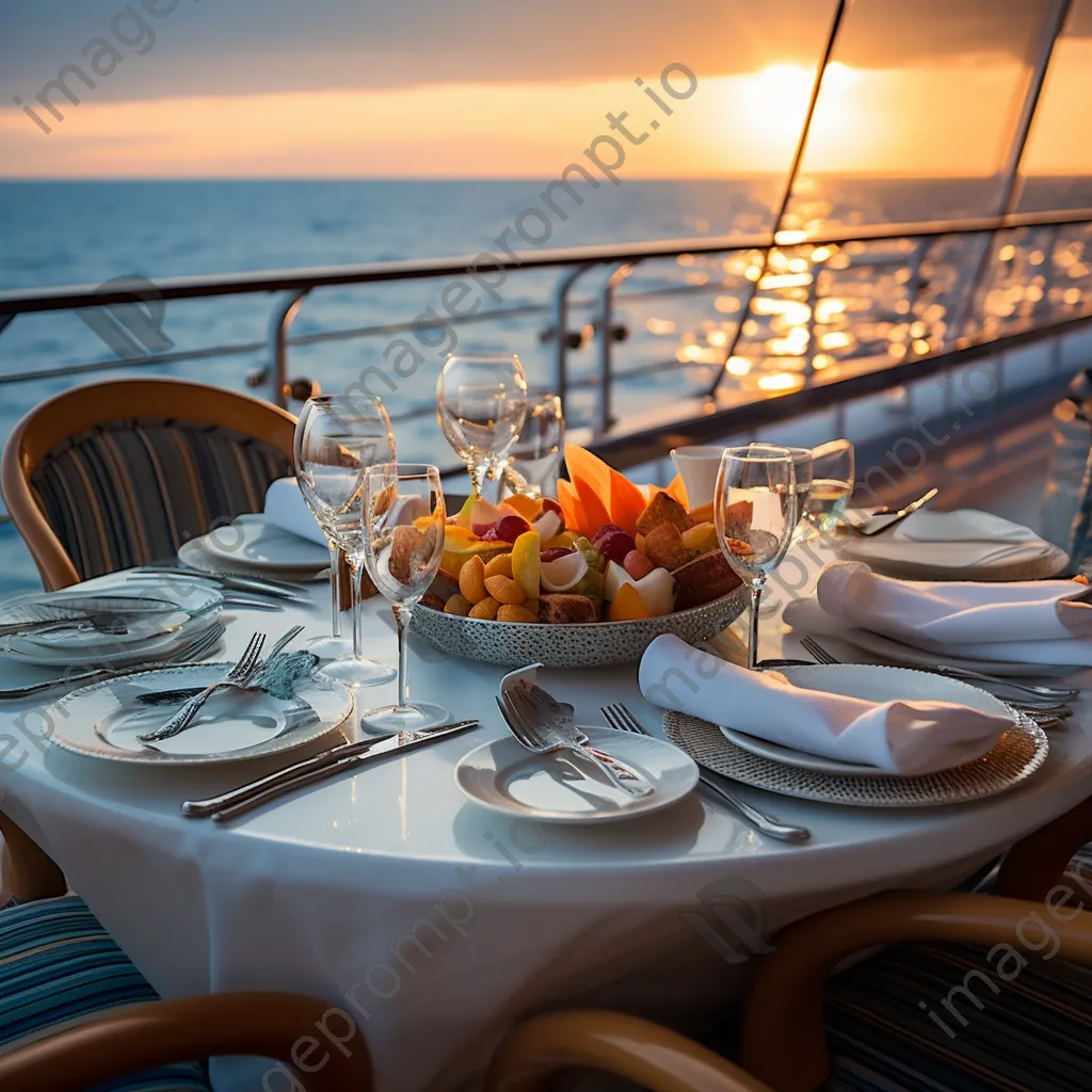 Luxury cruise ship dining with ocean view. - Image 1