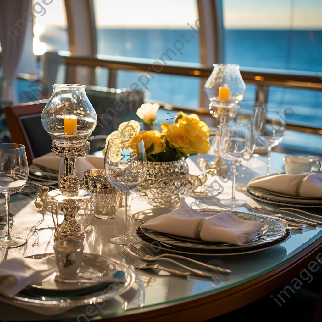 Luxury cruise ship dining with ocean view. - Image 2