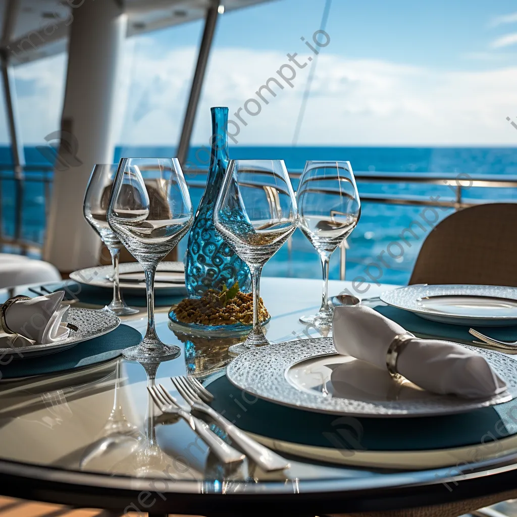 Luxury cruise ship dining with ocean view. - Image 3