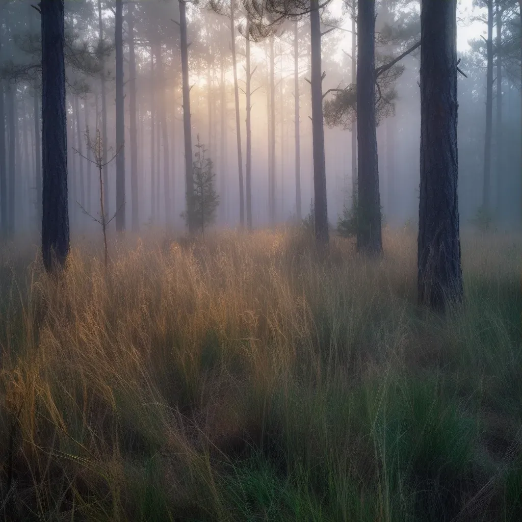 Misty pine forest at dawn with dew-kissed needles - Image 3