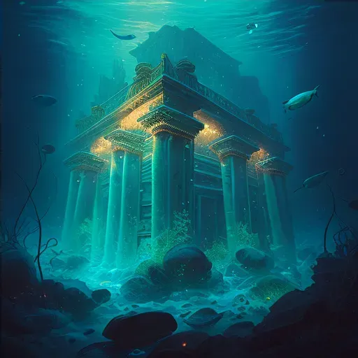 Ancient underwater city with bioluminescent lights - Image 4