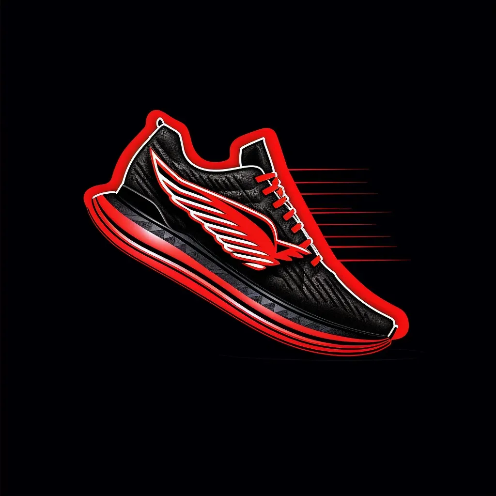 Athletic wing logo design in red and black colors against a dark background - Image 2