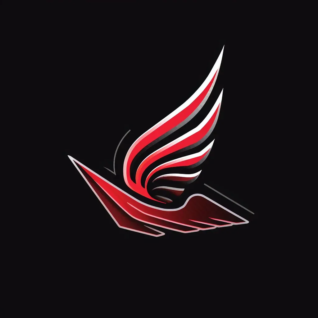 Athletic wing logo design in red and black colors against a dark background - Image 3