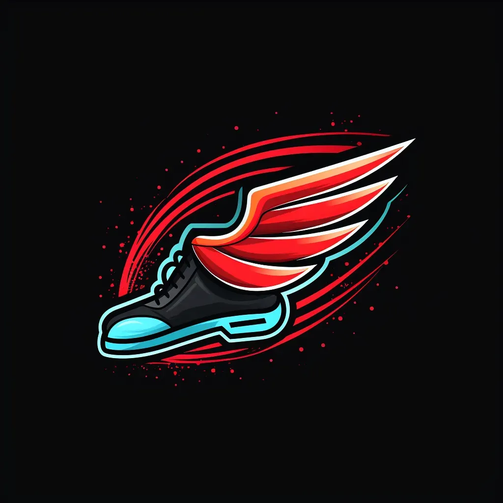 Athletic wing logo design in red and black colors against a dark background - Image 4