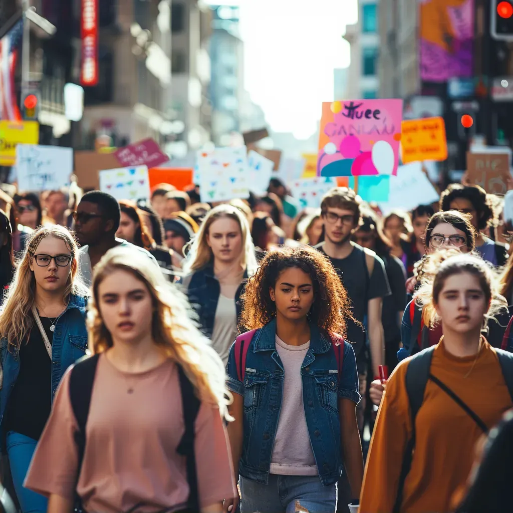 Diverse group in protest march for human rights - Image 2