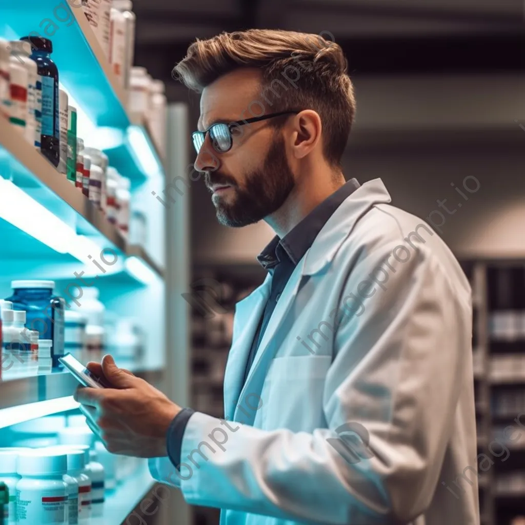 Pharmacist preparing medication in a pharmacy - Image 1