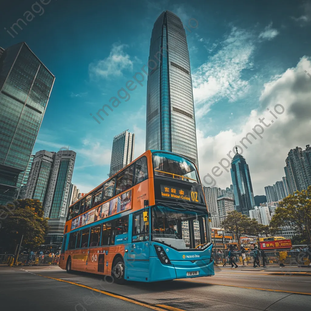 Double-decker bus passing iconic city landmarks against a clear sky. - Image 4