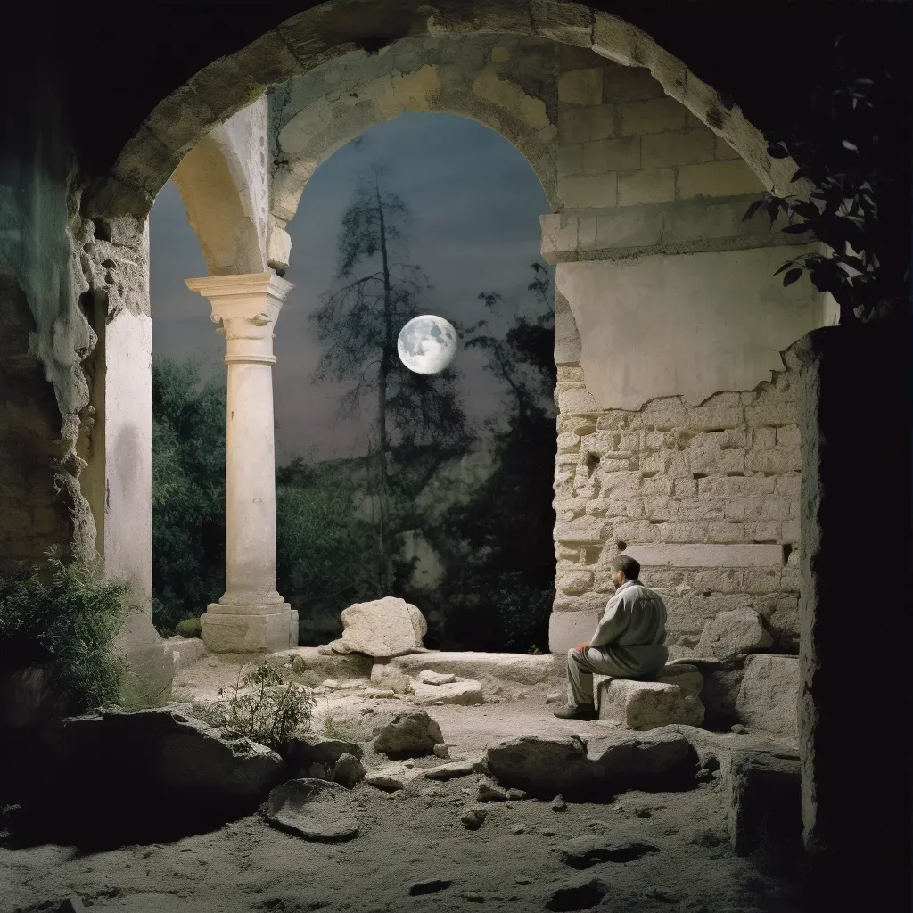 Moonlit shadows cast on ancient ruins - Image 3