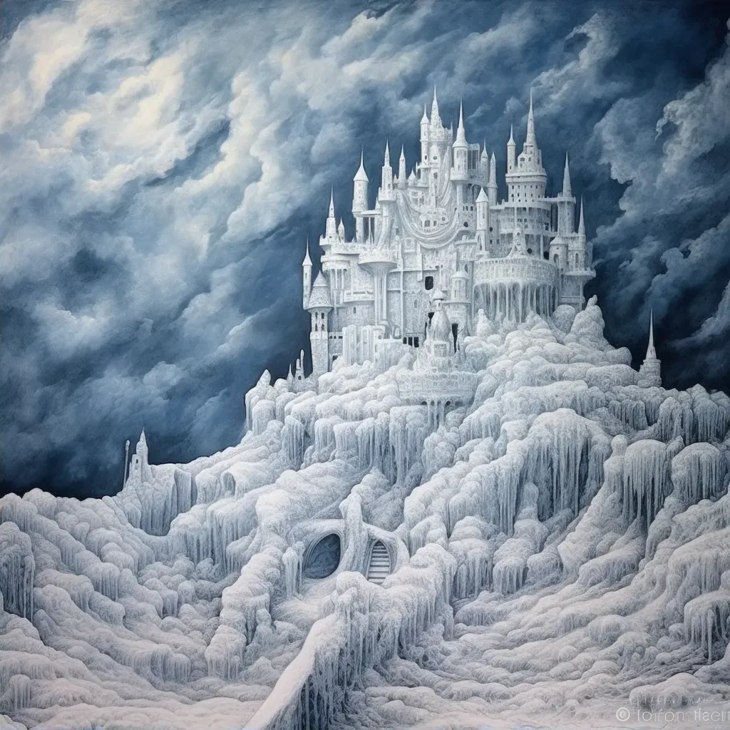 Majestic ice castle on a cloud with dancing auroras - Image 2