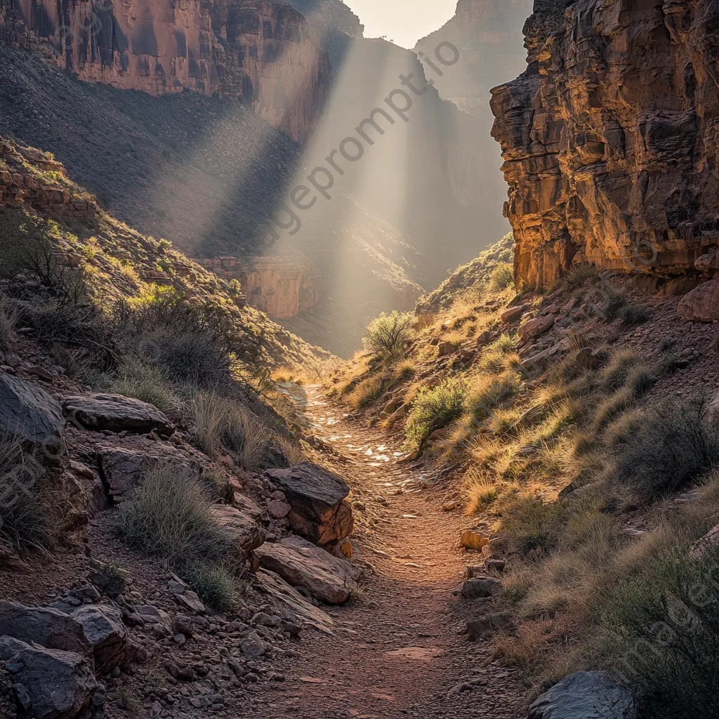 Hiking trail winding through a canyon - Image 1