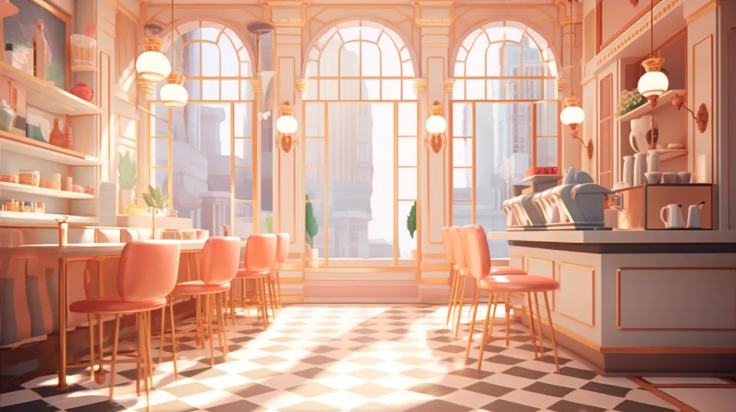 Pastel-colored Parisian café scene in low poly Art Deco style - Image 4