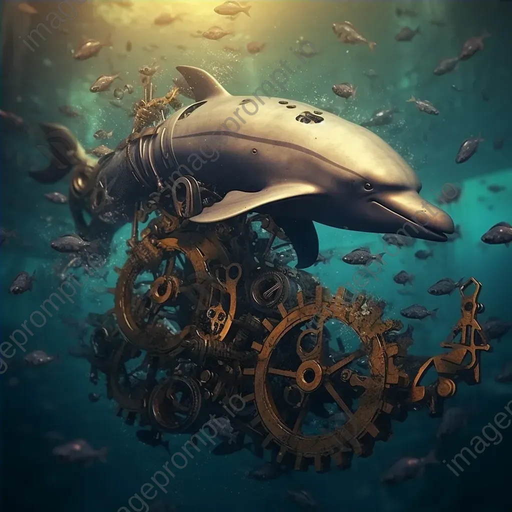 Clockwork ocean with mechanical whales and steam-powered dolphins - Image 4