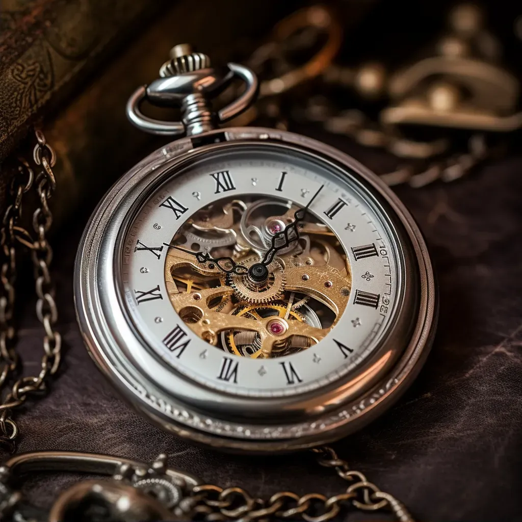 Antique pocket watch in black and white - Image 2