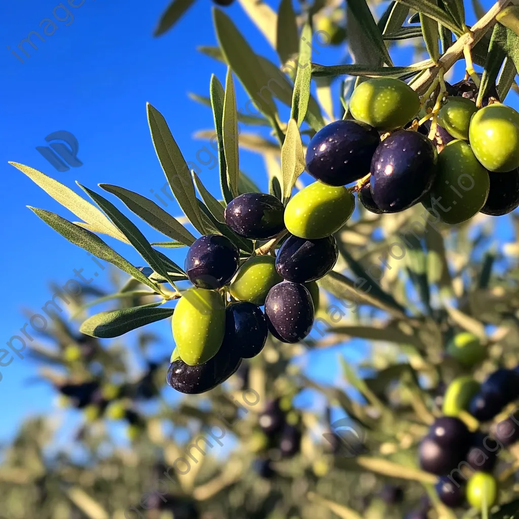 Olive trees filled with olives under a vibrant blue sky. - Image 3