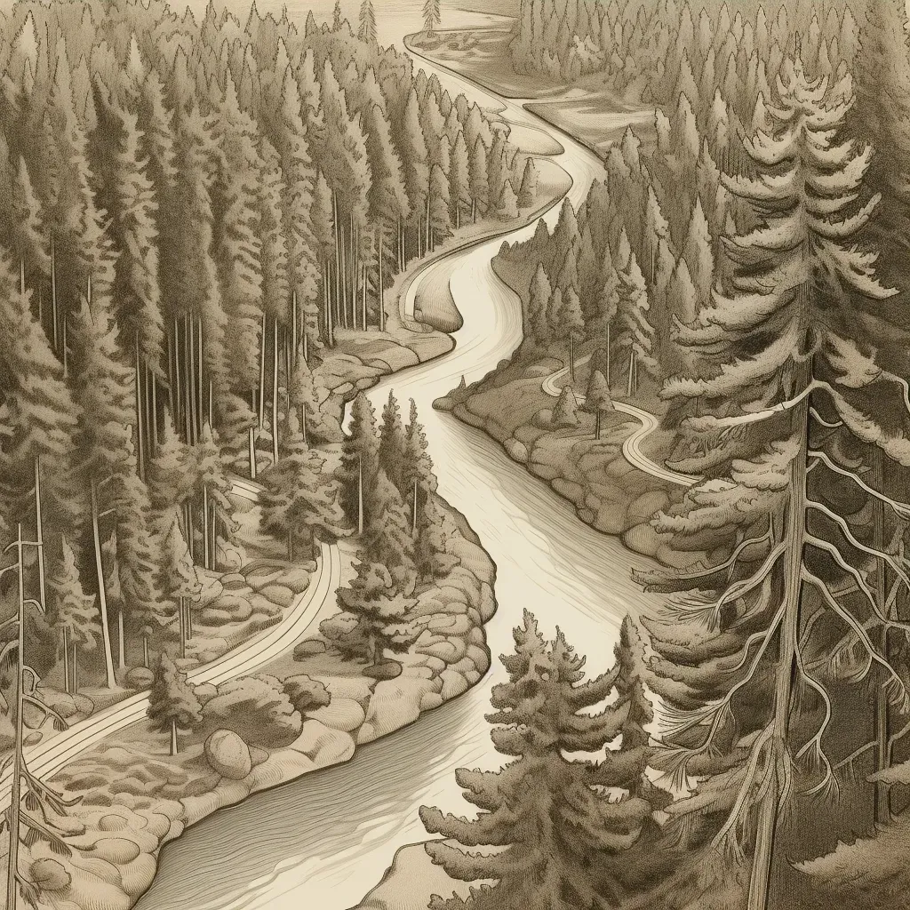 Dense forest with pine trees and a winding river - Image 3