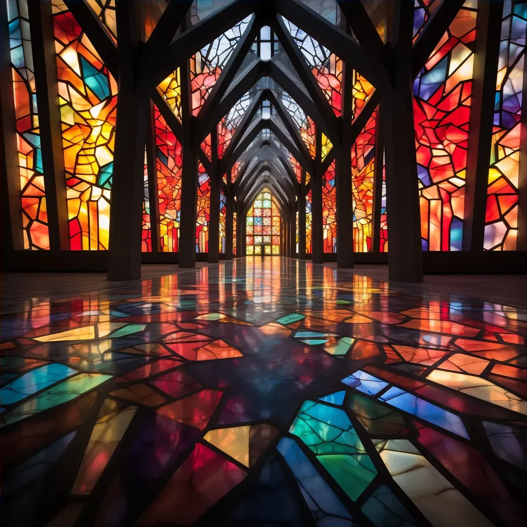 Collection of multicolored stained glass windows and colorful light - Image 4