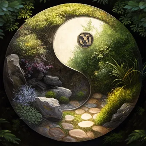 Zen garden with yin-yang symbol - Image 1