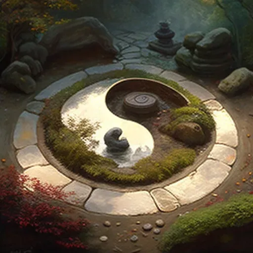 Zen garden with yin-yang symbol - Image 2