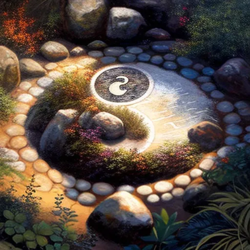 Zen garden with yin-yang symbol - Image 3