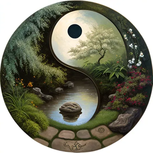 Zen garden with yin-yang symbol - Image 4