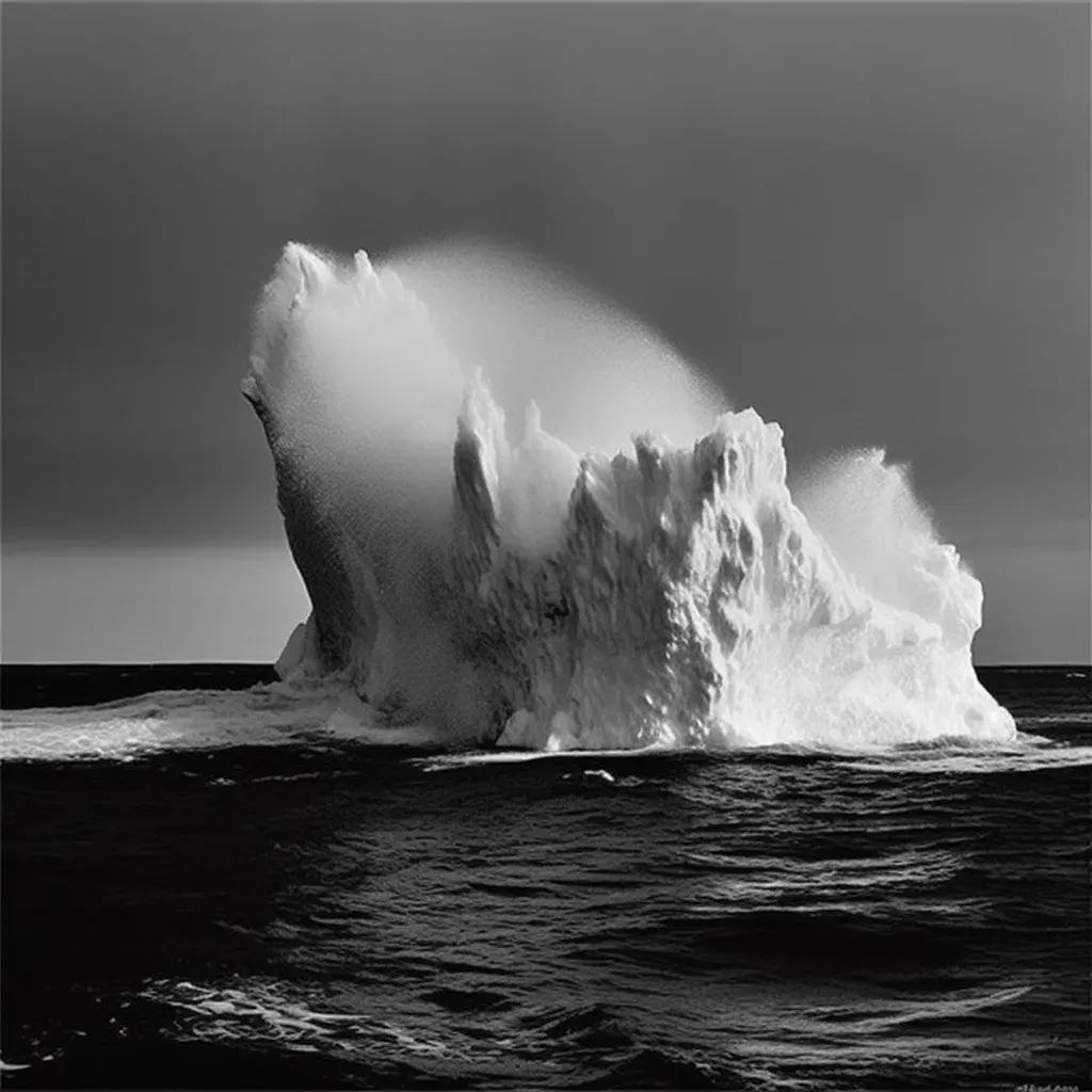 Iceberg calving from glacier into ocean waters - Image 4