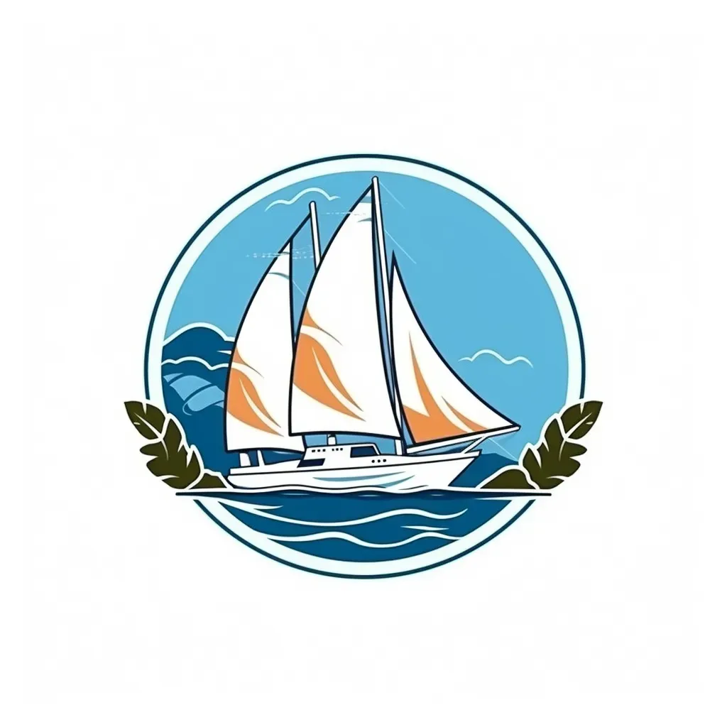 Sailing excursion logo with sailboat on azure waters - Image 2