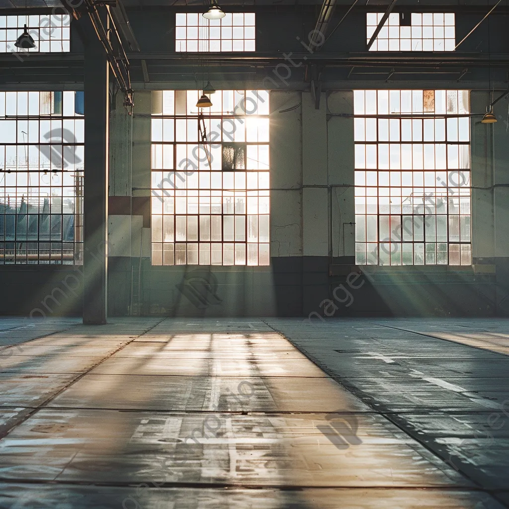 Empty factory floor illuminated by natural light - Image 1